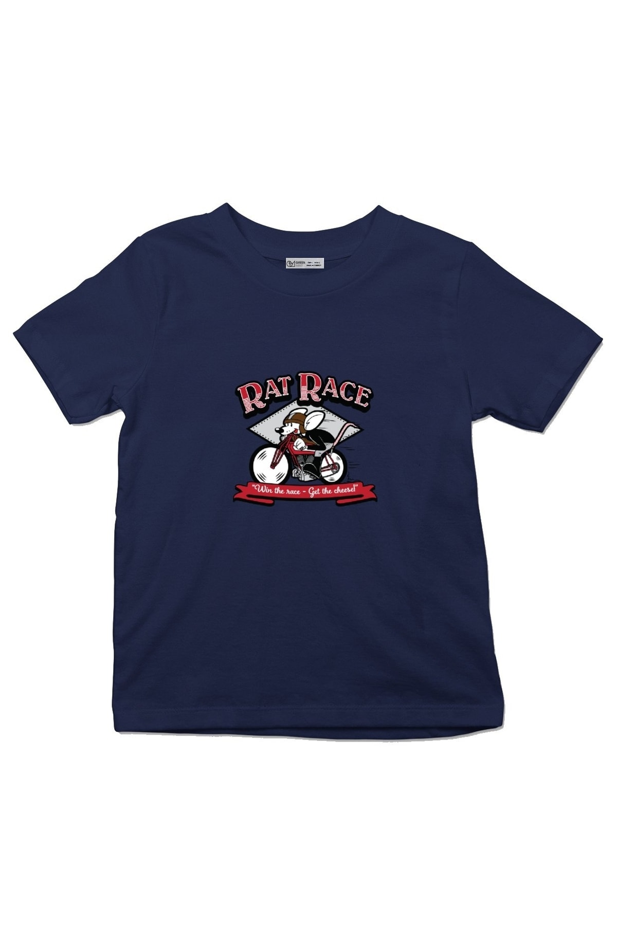 Çocuk Tişört Rat Race Vintage Retro Cartoon Mouse On Motorcycle