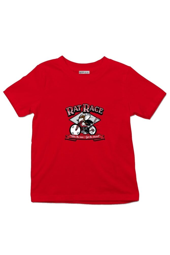 Çocuk Tişört Rat Race Vintage Retro Cartoon Mouse On Motorcycle
