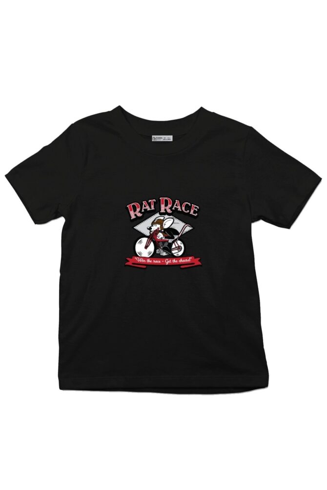 Çocuk Tişört Rat Race Vintage Retro Cartoon Mouse On Motorcycle