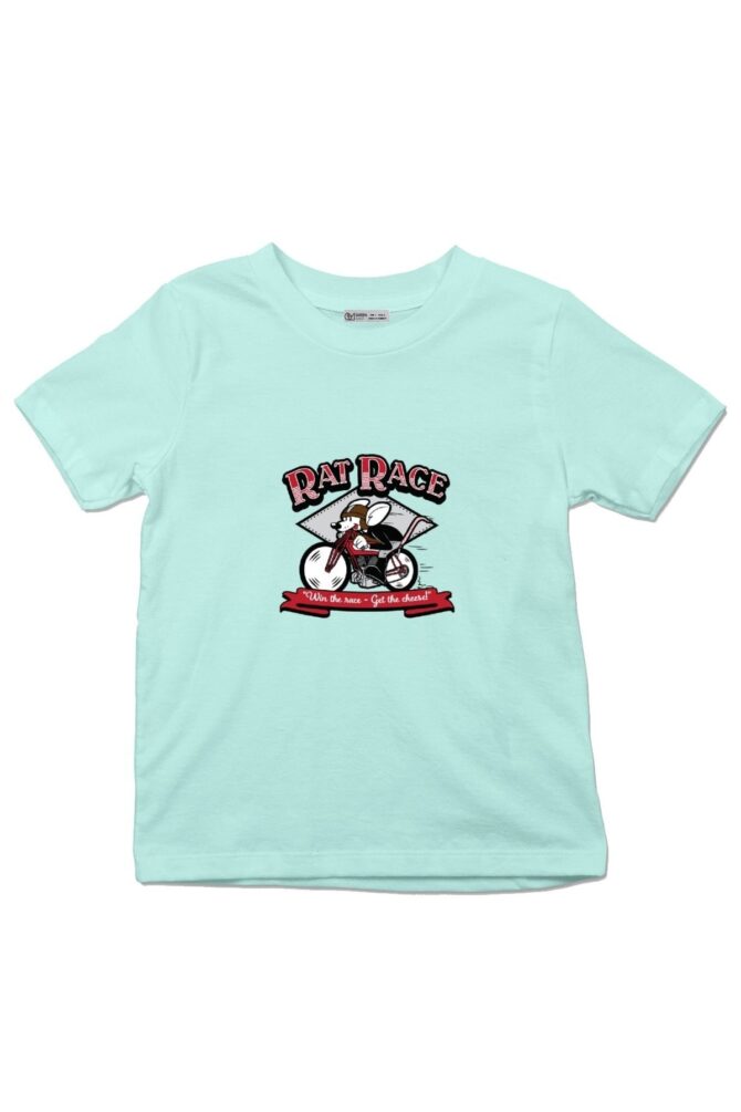 Çocuk Tişört Rat Race Vintage Retro Cartoon Mouse On Motorcycle