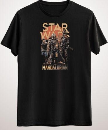 Erkek Siyah Mandalorian Sunset Logo