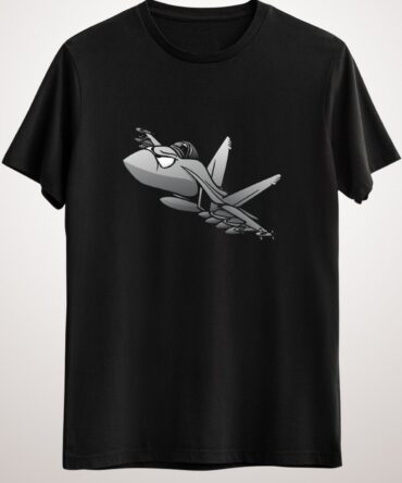 Erkek Siyah Military Fighter Attack Jet Airplane Cartoon