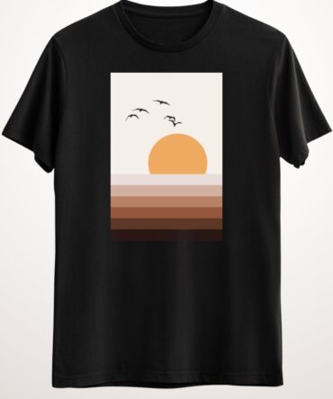 Erkek Siyah Minimalist Line Landscape - Ds2339